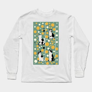 Polka Dot Purr: Playful Cat Design Long Sleeve T-Shirt